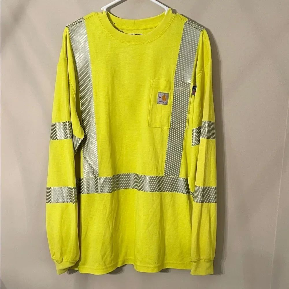 Carhartt Flame Resist. High Vis. Force Loose Fit Long Sleeve Shirt Med NWT Neon